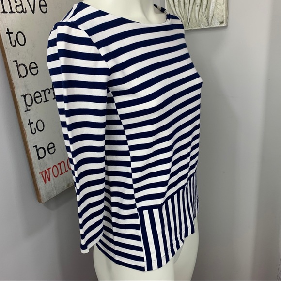 Madewell super soft 3/4 sleeve navy stripes boat - Picture 3 of 9